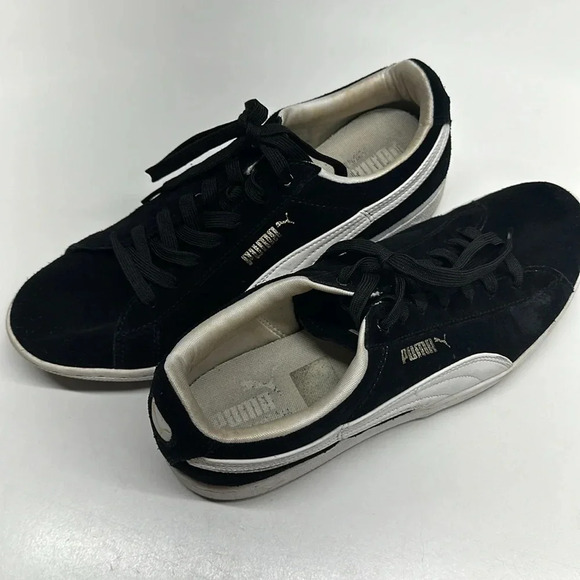 Puma Super Suede Eco Sneakers Lace Up Athletic Shoes Black White Womens Size 8.5 - Picture 2 of 10